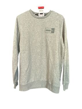 Men's Gray Split Graphic Long-Sleeve Crew Sweatshirt